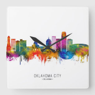 Oklahoma City USA Skyline Square Wall Clock
