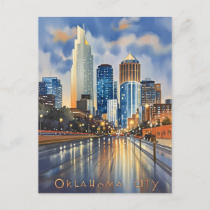 Oklahoma City water colour skyline Postcard