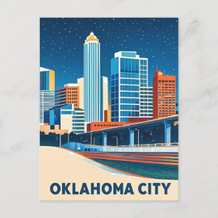 Oklahoma City water colour skyline Postcard
