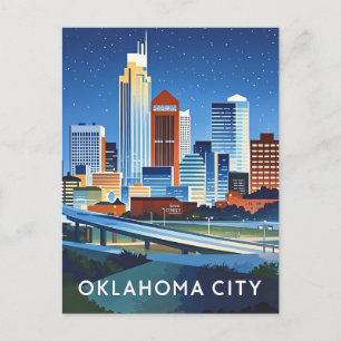 Oklahoma City water colour skyline Postcard