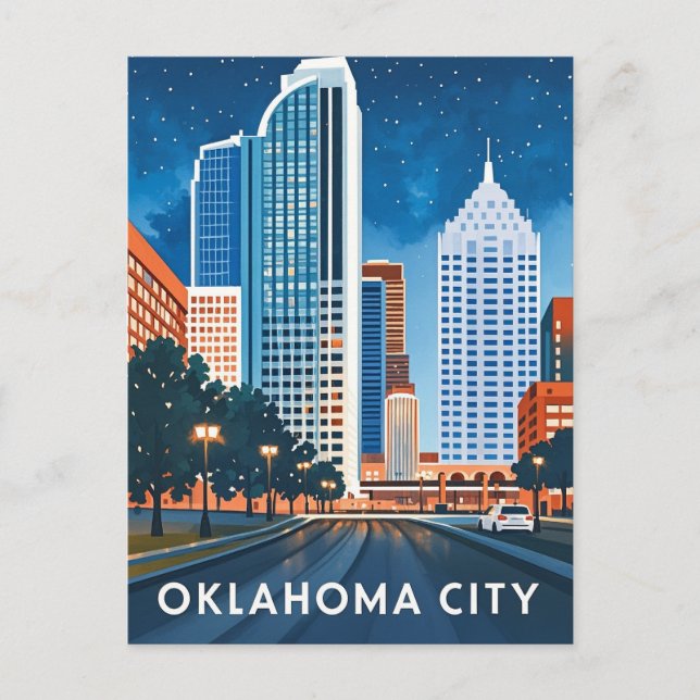 Oklahoma City water colour skyline Postcard (Front)