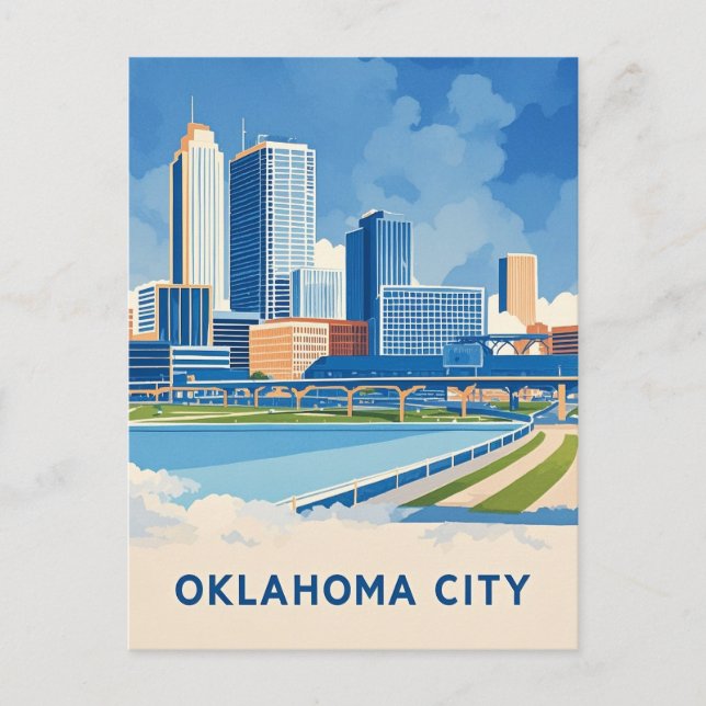 Oklahoma City water colour skyline Postcard (Front)