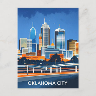 Oklahoma City water colour skyline Postcard