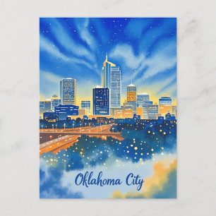Oklahoma City water colour skyline Postcard