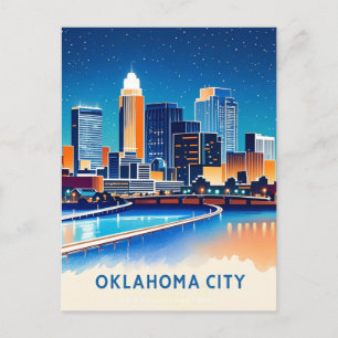 Oklahoma City water colour skyline Postcard