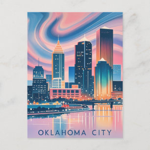 Oklahoma City water colour skyline Postcard