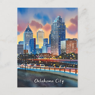Oklahoma City water colour skyline Postcard