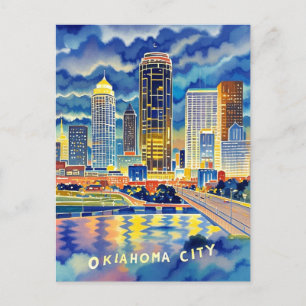 Oklahoma City water colour skyline Postcard
