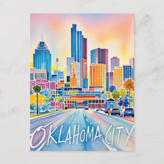Oklahoma City water colour skyline Postcard