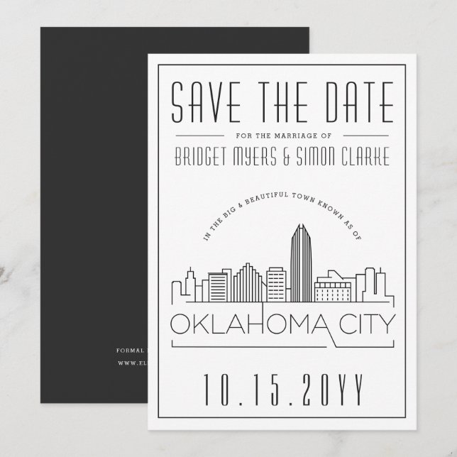Oklahoma City Wedding | Skyline Save the Date Invitation (Front/Back)