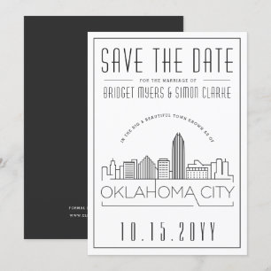 Oklahoma City Wedding   Skyline Save the Date Invitation