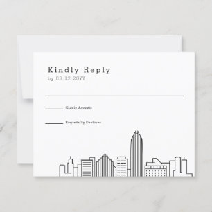 Oklahoma City Wedding   Stylized Skyline RSVP Card