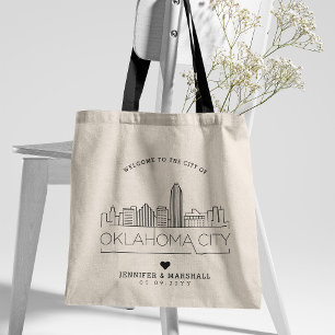 Oklahoma City Wedding Stylized Skyline Tote Bag