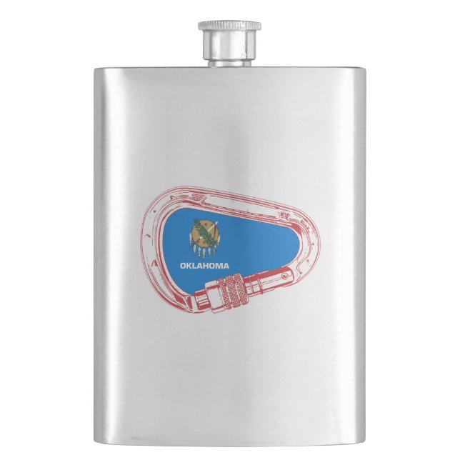 Oklahoma Climbing Carabiner Hip Flask (Front)