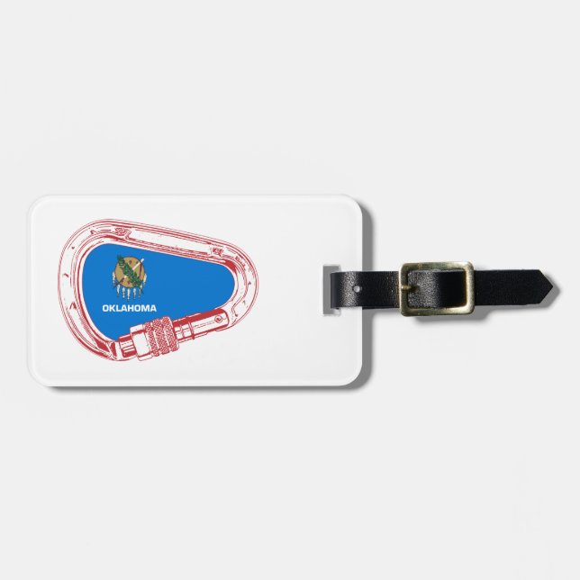 Oklahoma Climbing Carabiner Luggage Tag (Front Horizontal)