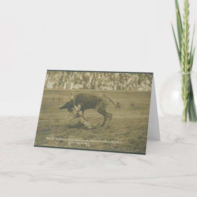 Oklahoma Culy bulldogging. Card (Front)
