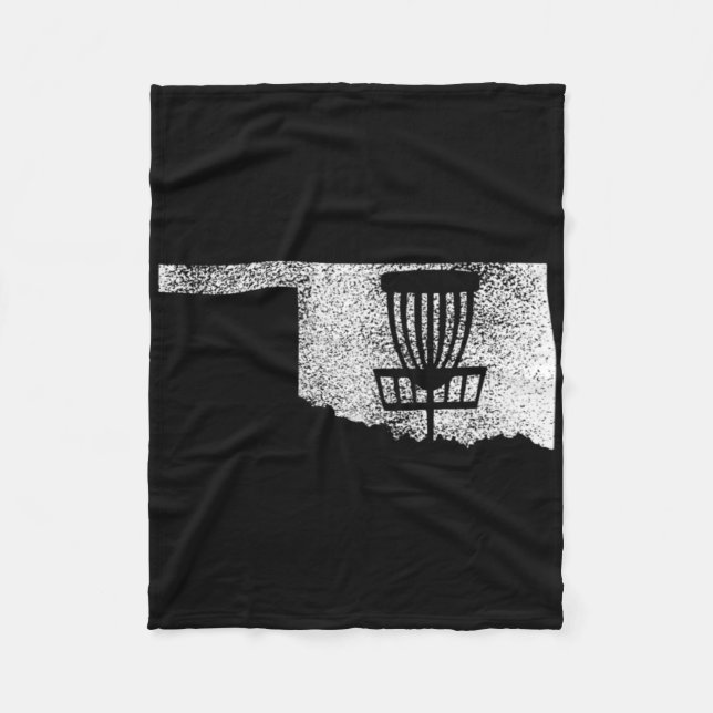 Oklahoma Disc Golf State With Basket Distressed Gr Fleece Blanket (Front)
