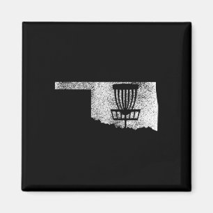 Oklahoma Disc Golf State With Basket Distressed Gr Magnet