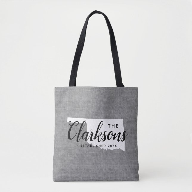 Oklahoma Family Monogram State Tote Bag (Front)