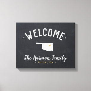 Oklahoma Family Monogram Welcome Sign