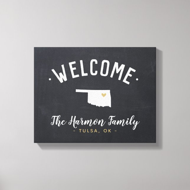 Oklahoma Family Monogram Welcome Sign (Front)