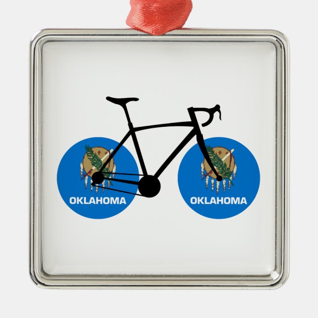 Oklahoma Flag Cycling Metal Tree Decoration (Front)