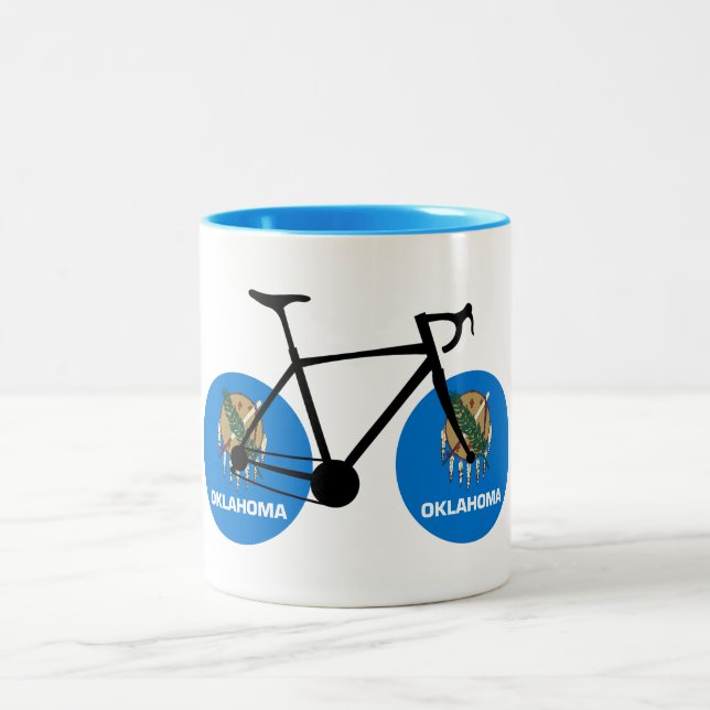 Oklahoma Flag Cycling Two-Tone Coffee Mug (Center)