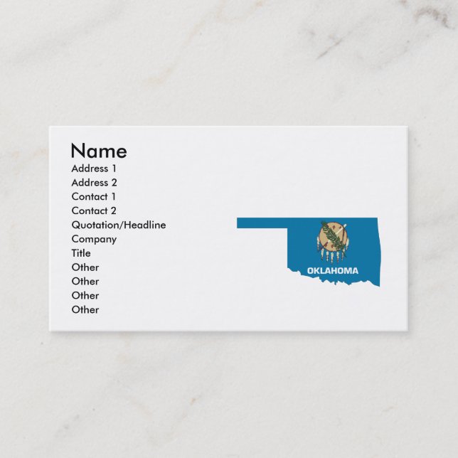 Oklahoma Flag Map Business Card (Front)