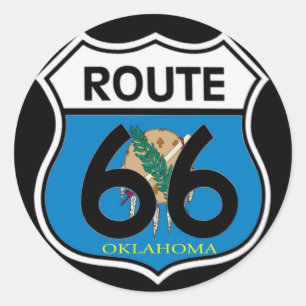 Oklahoma flag Route 66 Shield Classic Round Sticker