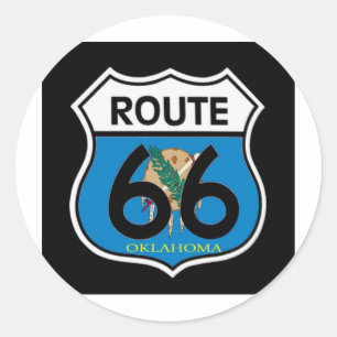 Oklahoma flag Route 66 Shield Classic Round Sticker