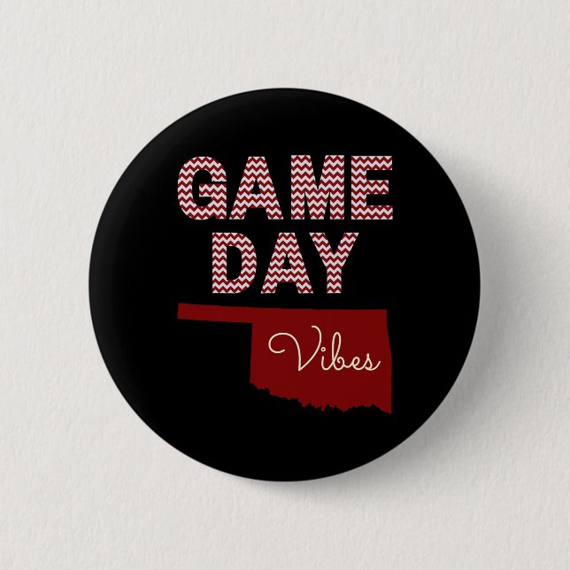 Oklahoma Football Game Day Vibes Fall Tailgate  6 Cm Round Badge (Front)