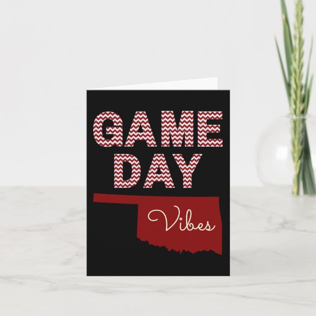 Oklahoma Football Game Day Vibes Fall Tailgate  Card (Front)