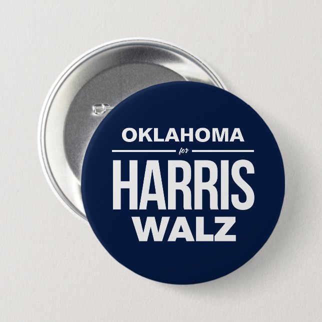 Oklahoma for Harris Walz 7.5 Cm Round Badge (Front & Back)