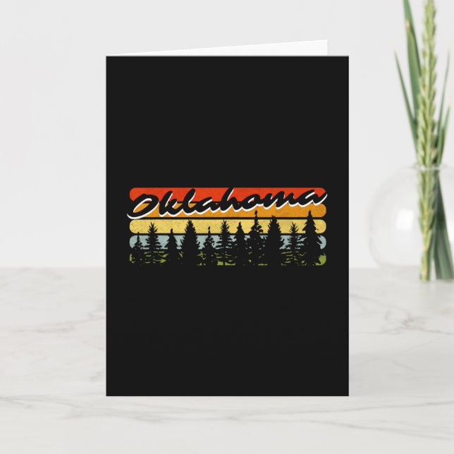 Oklahoma Forest Sunset Trees Cabin Theme Souvenir  Card (Front)