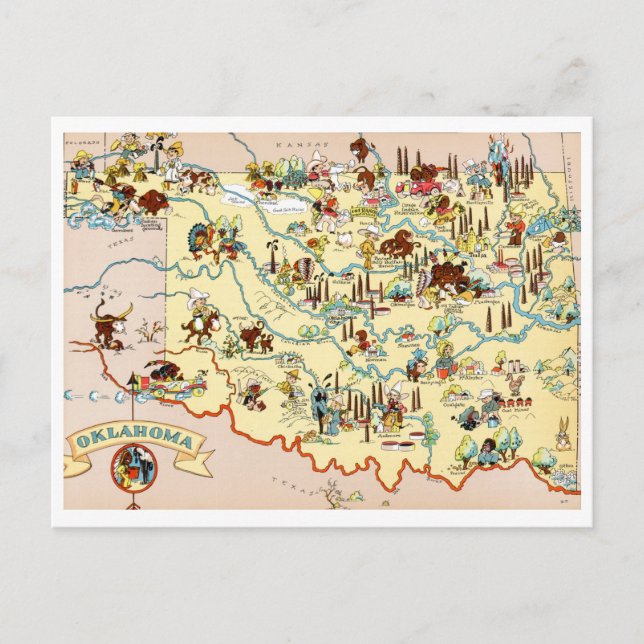 Oklahoma Funny Map Postcard (Front)