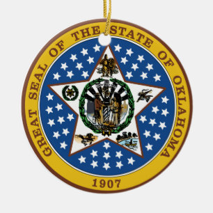 Oklahoma Great Seal Ceramic Tree Decoration
