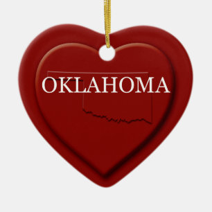 Oklahoma Heart Map Christmas Ornament