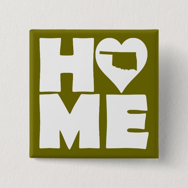 Oklahoma Home Heart State Button Badge Pin (Front)