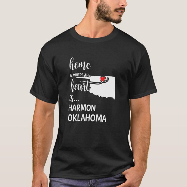 Oklahoma Home Is Where The Heart Is Harmon County T-Shirt (Front)