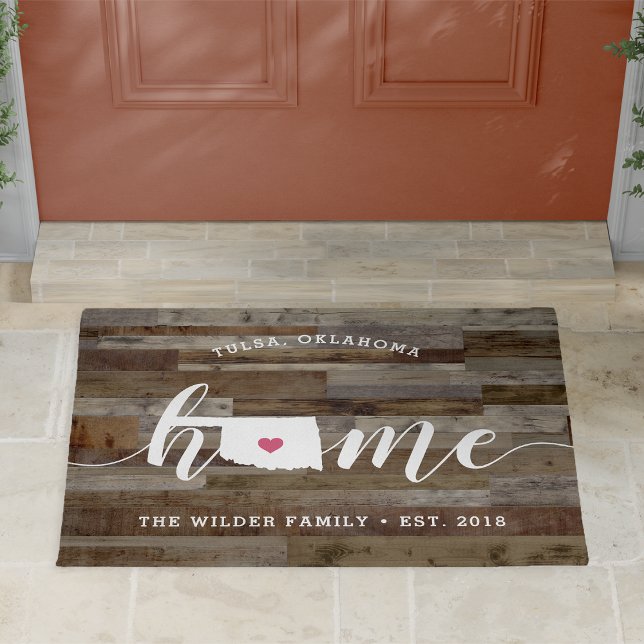 Oklahoma Home State Personalised Wood Look Doormat (Creator Uploaded)