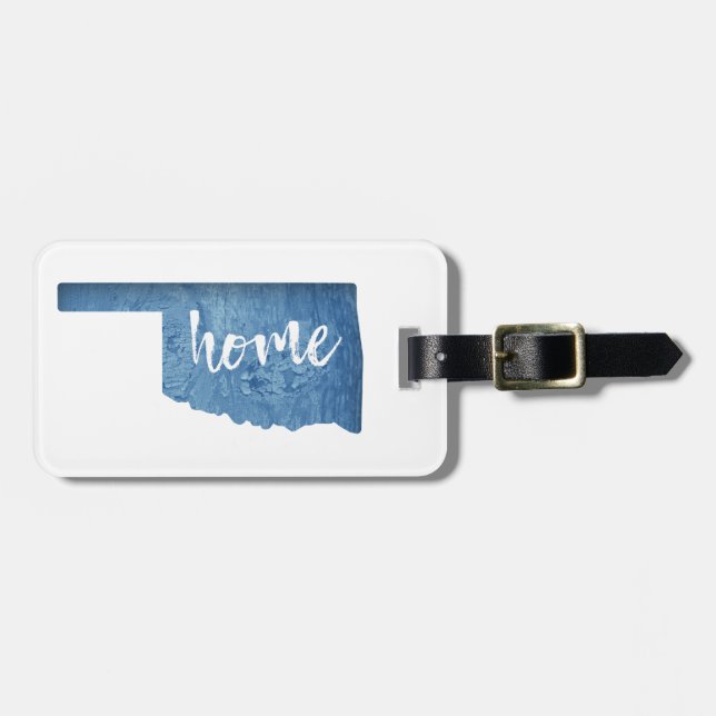 Oklahoma Home Wood Grain Luggage Tag (Front Horizontal)