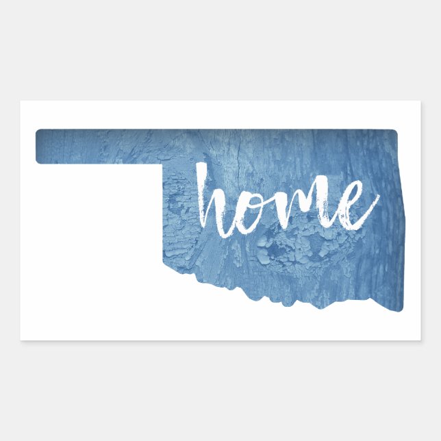 Oklahoma Home Wood Grain Rectangular Sticker (Front)