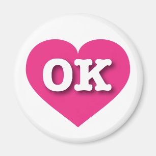 Oklahoma Hot Pink Heart - I love OK Magnet