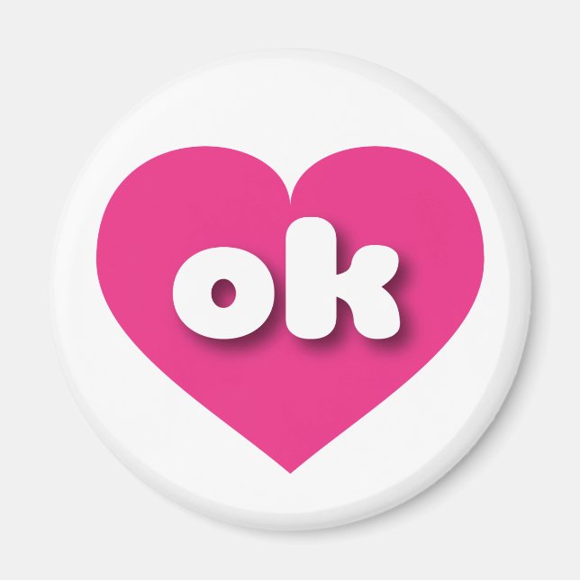 Oklahoma hot pink heart - I love ok Magnet (Front)