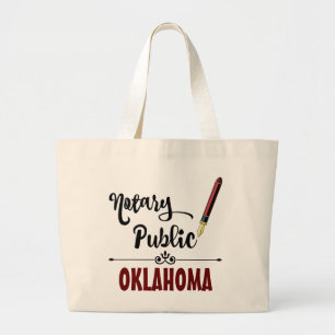 Oklahoma Notary Public Ink Pen Large Tote Bag
