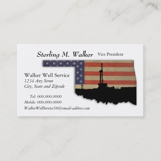 Oklahoma Patriotic Oil Drilling Rig Business Card (Front)