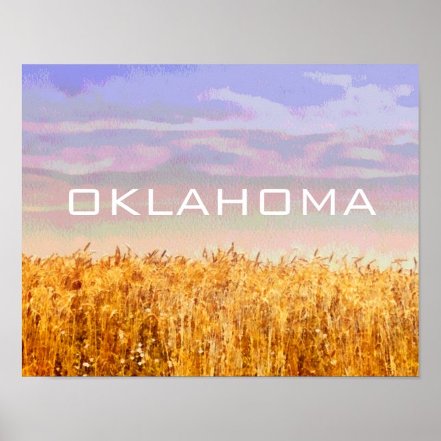 Oklahoma poster with wheat field and sky art (Front)