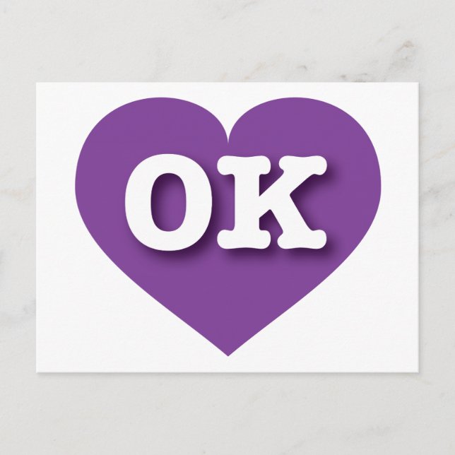 Oklahoma Purple Heart - I love OK Postcard (Front)