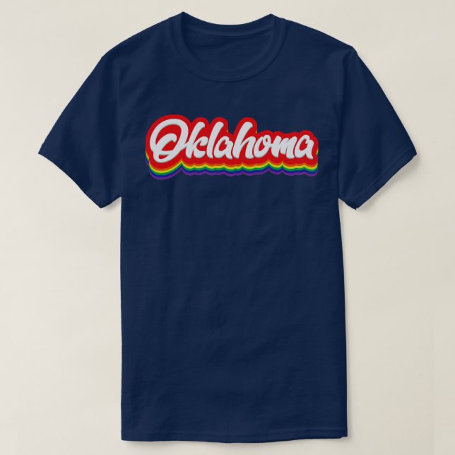 Oklahoma Rainbow Typography T-Shirt (Design Front)