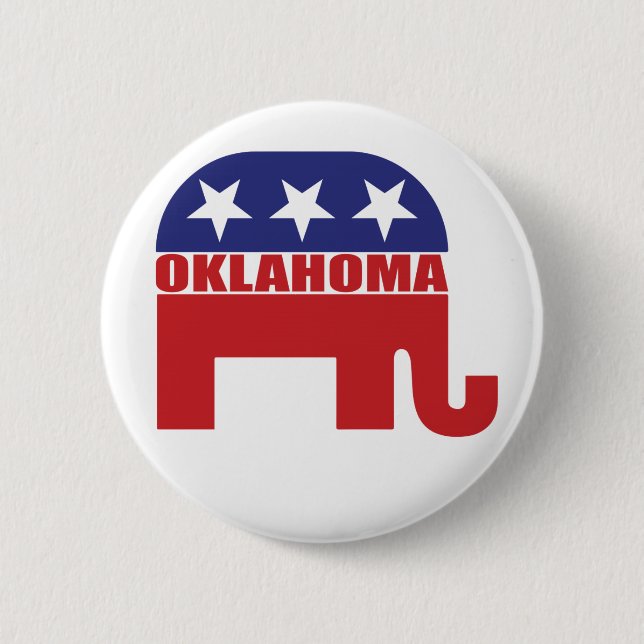 Oklahoma Republican Elephant 6 Cm Round Badge (Front)